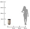 A size chart showing a plant pot and a silhouette of a person for scale, with measurement markings. Voir les images du produit
