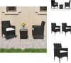vidaXL 3-tlg. Bistro-Set Poly Rattan und Hartglas Schwarz - Produktbild-Vorschau 1