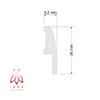 A technical drawing of a white baseboard or trim profile with dimensions indicated. Produktbild-Vorschau