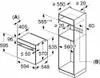 Technical drawing showing dimensions for installation of an oven and a cabinet. Produktbild-Vorschau