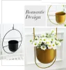 A collage of images showcasing hanging planters with flowers and text. Podgląd zdjęcia produktu