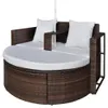 vidaXL Gartenbett mit Sonnenschirm Braun Poly Rattan Produktbild-Vorschau 13