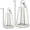 Laterne Chrom 2er Set 51 cm & 71 cm Metall Glas Windlicht Produktbild-Vorschau 2