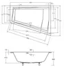 Technical drawing with dimensions of a bathtub. Produktbild-Vorschau