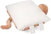 The back of a plush cat toy is shown, with its tail and ears visible. It has a white pillow-like section with thin stripes and two velcro straps on the bottom. Náhľad obrázku produktu