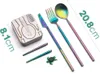 A set of rainbow-colored cutlery with a silver case and two small green accessories. Náhľad obrázku produktu