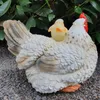 Statua da giardino gallina bianca seduta con pulcini, Anteprima dell’immagine prodotto 4