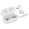 A white charging case with two white earbuds and a USB charging cable, all on a white background. Produktbild-Vorschau