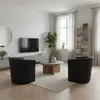 Sessel mit Hocker - Schwarz - 75x79x64 cm B/H/T - Produktbild-Vorschau 3
