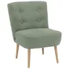 A light green armchair with wooden legs, photographed against a white background. Produktbild-Vorschau