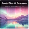 A scenic landscape with mountains, a lake, and the aurora borealis, overlaid with text promoting a "Crystal Clear 4K Experience." Produktbild-Vorschau