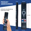 A product image showing a remote control with dimensions and a hand holding it. Produktbild-Vorschau