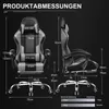 A size chart for a gaming chair, showing dimensions and specifications. Voir les images du produit