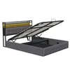 Lit coffre 140x190 cm gris avec LED, ports USB, sommier à Voir les images du produit 11