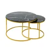 Couchtisch Rund ,Satztisch 2er Set,Schwarz Marmor Produktbild-Vorschau 5
