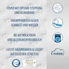 A white textured background with text and icons describing product features. Produktbild-Vorschau