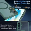 Close-up of a phone case with text overlays highlighting features. Produktbild-Vorschau