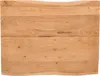 A close-up view of a wooden tabletop with natural wood grain and live edges. Produktbild-Vorschau