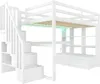 Sweiko Lit mezzanine 140x200 avec bureau et étagères, deux Voir les images du produit 10