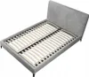 A grey upholstered bed frame with a slatted base, shown from a diagonal top-down view against a white background. Náhľad obrázku produktu