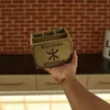 Vintage Retro Besteckkorb aus Holz mit Ledergriff Produktbild-Vorschau 6