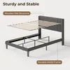 Diagram showing the construction of a bed frame, highlighting its sturdy and stable features. Náhľad obrázku produktu