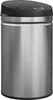 A stainless steel trash can with a black lid and sensor. Produktbild-Vorschau