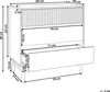 A diagram showing the dimensions of a dresser. Podgląd zdjęcia produktu