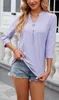 ASKSA Damen T-Shirt 3/4 aermel Aushoehlen Bluse Produktbild-Vorschau 5