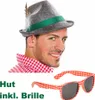 Trachtenhut Grau mit Rot-Weiß karierte Brille für Produktbild-Vorschau 4