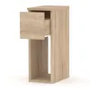 A narrow bedside table with a drawer and an open shelf, made of wood-look material. Produktbild-Vorschau