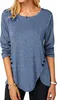 ASKSA Damen Langarm T-Shirt Rundhals Einfarbig Langarmshirt Produktbild-Vorschau 1