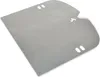 A stainless steel grill plate, also known as a plancha, is shown from a slightly elevated angle against a white background. The plate has a unique shape with cutouts and rounded corners, designed to replace one half of a grill grate. Produktbild-Vorschau
