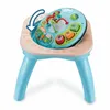 A baby activity center with a blue base and a teal interactive top. Produktbild-Vorschau