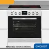 A stainless steel oven and stovetop set is shown in a kitchen setting. Produktbild-Vorschau