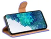 A smartphone in a blue and brown flip case, displayed at an angle. Náhľad obrázku produktu