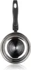 A top-down view of a stainless steel saucepan with a black handle, set against a white background. Produktbild-Vorschau