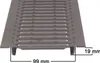 A close-up, straight-on view of a metal grate with dimensions indicated. Produktbild-Vorschau