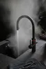 A black faucet with steam coming out of it, set in a modern kitchen environment. Anteprima dell’immagine prodotto