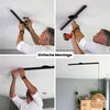 A collage showing the installation of a ceiling-mounted lamp suspension system, with a final image of a hanging lamp. Produktbild-Vorschau