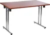 A rectangular, wooden-topped folding table with silver metal legs and base. Podgląd zdjęcia produktu
