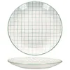 A white plate with a green grid pattern, shown from two angles. Náhled obrázku produktu