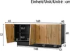 A diagram showing the dimensions of a sideboard. Produktbild-Vorschau