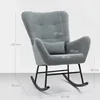 A gray rocking chair with dimensions indicated by dashed lines and text. Anteprima dell’immagine prodotto