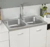 Kuchyňský dvojitý dřez stříbrný 800x500x155 mm nerezová Náhled obrázku produktu 2