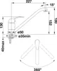 Technical drawing of a kitchen faucet with dimensions and rotation indication. Produktbild-Vorschau