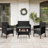 Yaheetech 4-tlg. Gartenmöbel-Set aus Rattan, Tisch & 2 Produktbild-Vorschau 2