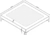 An isometric line drawing of a bed frame with dimensions indicated. Produktbild-Vorschau