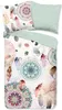 A bedding set with a pastel mandala and feather pattern, including a duvet cover and pillow. Produktbild-Vorschau