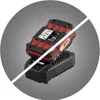 A battery and charger for a power tool, presented in a circular graphic. Produktbild-Vorschau